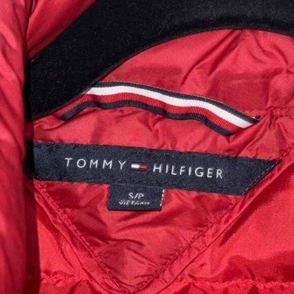 Tommy Hilfiger Red Quilted Puffer Jacket Womens S Lightweight Full Zip - Picture 2 of 6